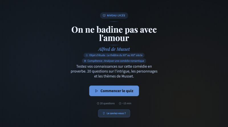 On ne badine pas avec l'amour (Lycée)