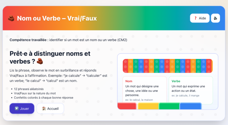 Nom ou verbe (CM2)