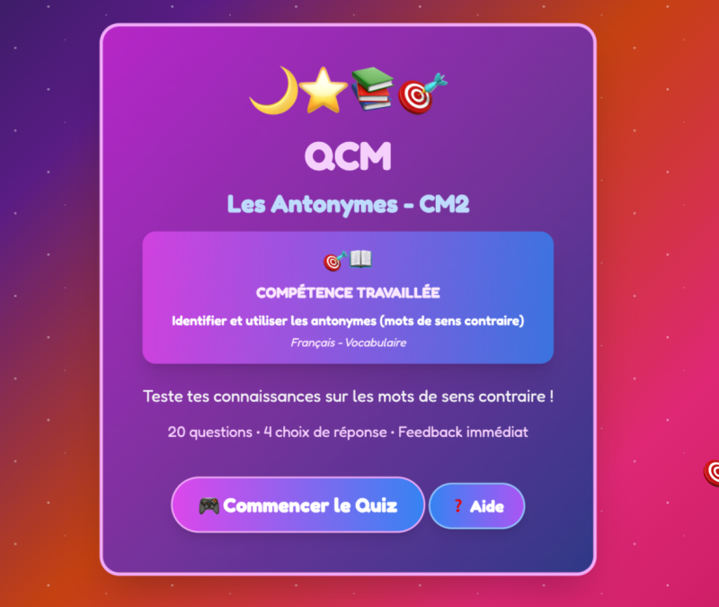 Les antonymes (CM2)